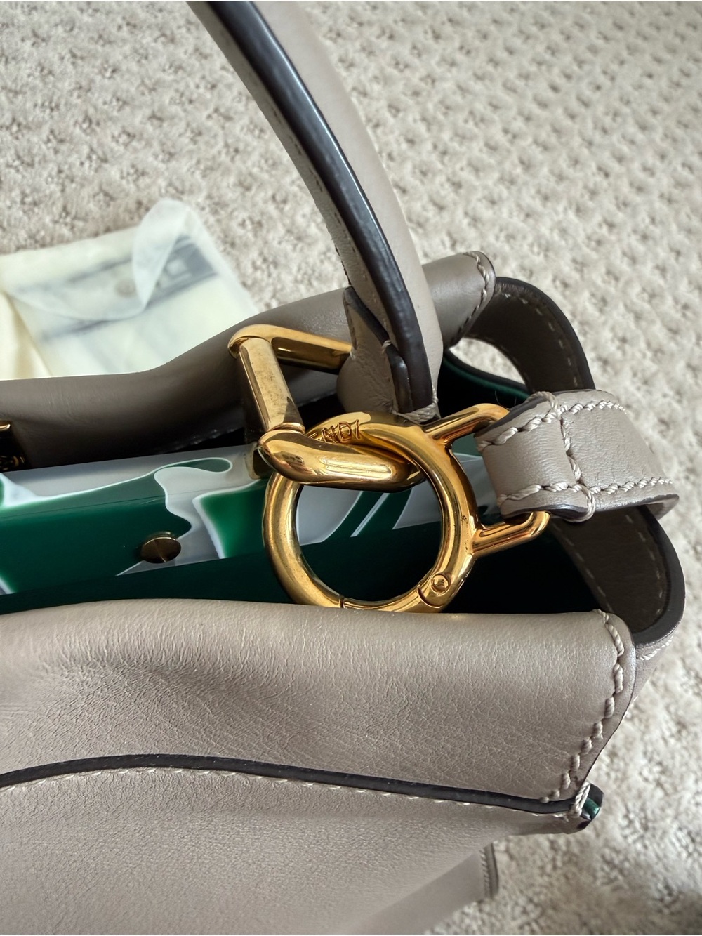 Authentic Fendi Peekaboo Bag - Taupe/Dove Grey with Marble Hardware - Picture 4 of 9